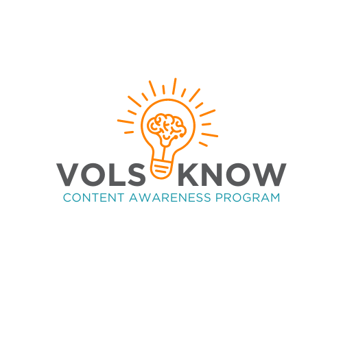VolsKnow: Content Awareness Program. Image of a brain inside of a lightbulb.
